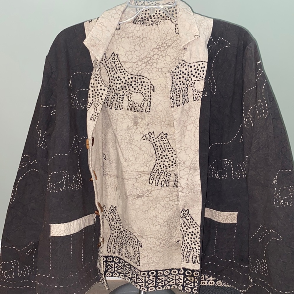 Vintage giraffe animal print lightweight jacket